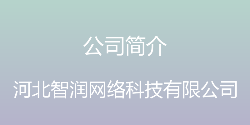 公司简介 - 河北智润网络科技有限公司