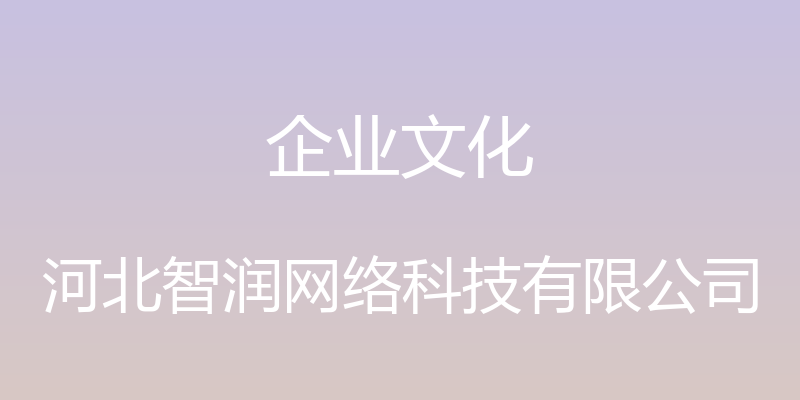 企业文化 - 河北智润网络科技有限公司