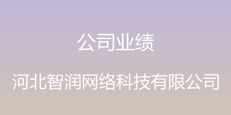 公司业绩 - 河北智润网络科技有限公司